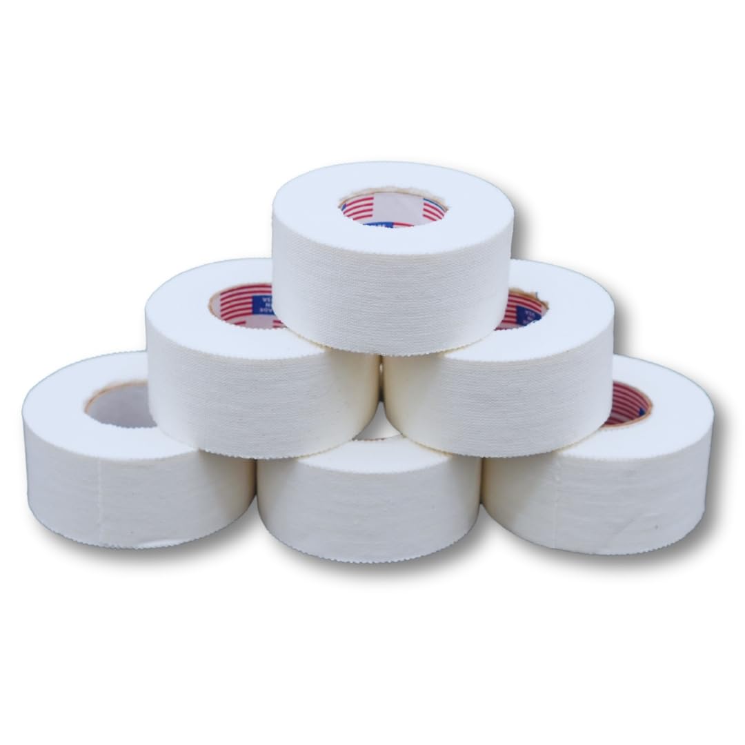SHIELD Combat Tape | USA Made, Boxing Sports Tape, Athletic Tape, Easy-Tear, Long-Lasting Grip, No Sticky Residue, 1 inch x 10 Yards, 6-Roll Box, White