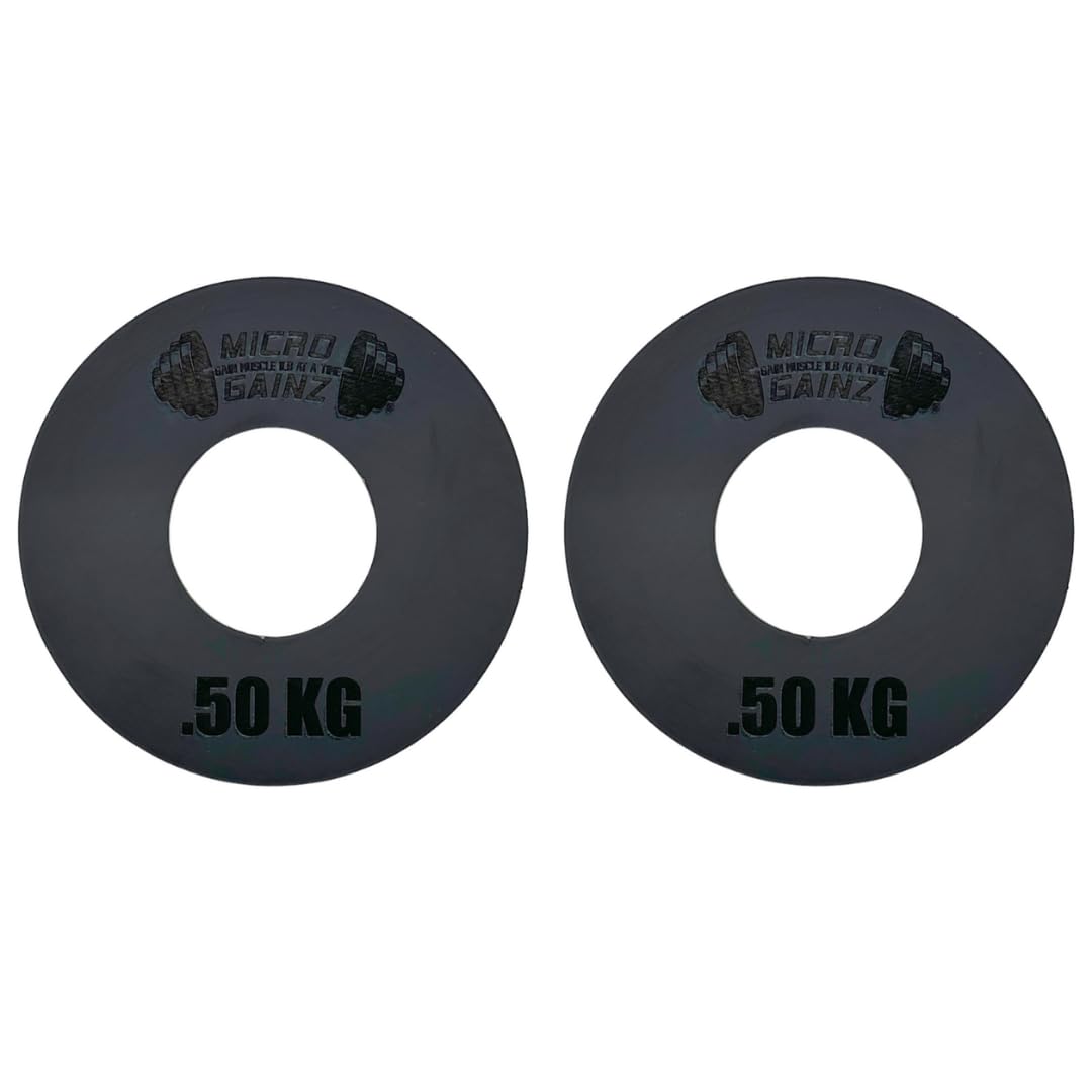 Micro Gainz Kilogram Fractional Weight Plate Set of 2 Plates, .25KG, .50KG or 1KG, Plate Set Designed for Olympic Barbells & Strength Training, Made in USA