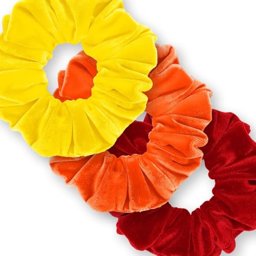 Velvet Scrunchies 3-Pack Gift Set Premium Plush Ponytail Holder Made in the USA Burgundy Forest Black