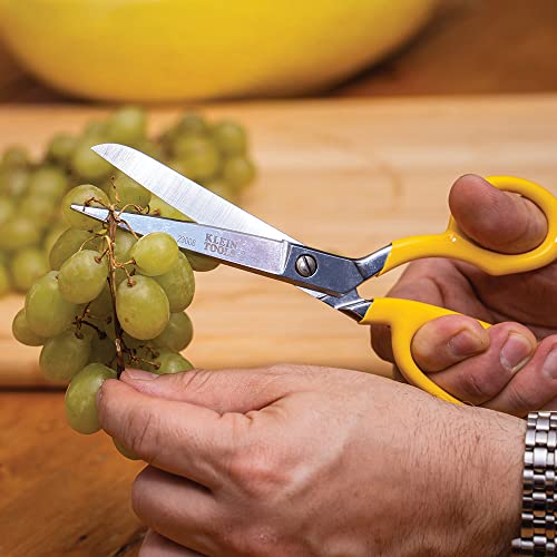 Klein Tools 23011 Scissors, Made in USA, Bent Trimmer for Felt Lining, Cord, Rubber, Fabric, and More, with Extended Handle for Leverage, 11-1/4-Inch