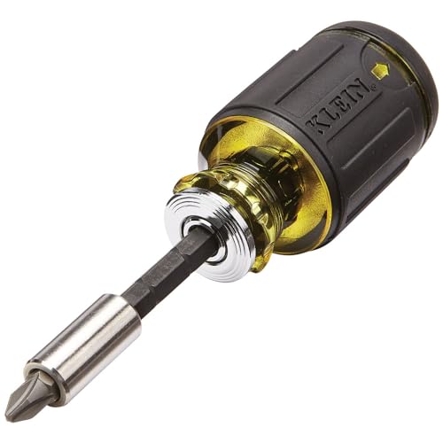 Klein Tools 80027 Screwdriver Set, 11-in-1 Multi-bit Screwdriver, 6-in-1 Stubby Screwdriver, Phillips, Slotted, Square, Torx Bits, 2-Piece