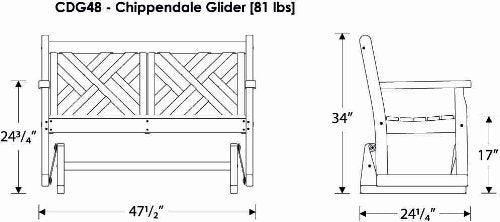 POLYWOOD CDG48BL Chippendale Glider, Black