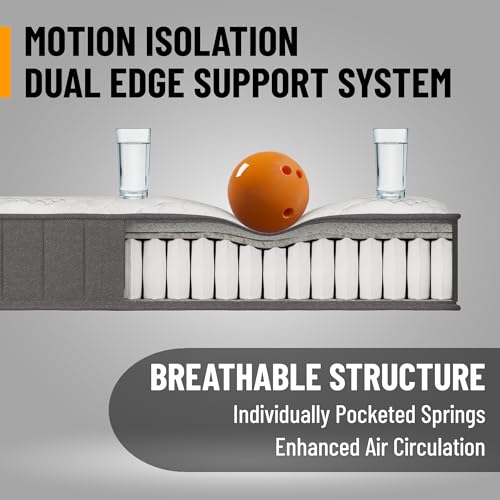 Ottomanson 13" Full Mattress in a Box Made in USA, Medium-Firm Mattress, Hybrid Mattress Cool Improved Airflow with Edge to Edge Pocket Coil, Bed in A Box, Ottopedic