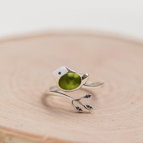 Bottled Up Designs Handmade Little Bird Ring, Recycled Antique Bottles, Sterling Silver, Eco Friendly, Made in USA, Birthday Gifts, Mothers Day, Women, Anniversary (Red Beer Bottle)
