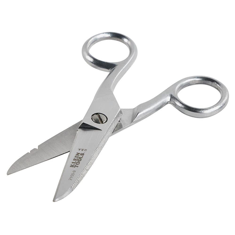 Klein Tools 2100-9 Stainless Steel Electrician's Scissors with Stripping Notches, 5-1/4-Inch, Made in USA