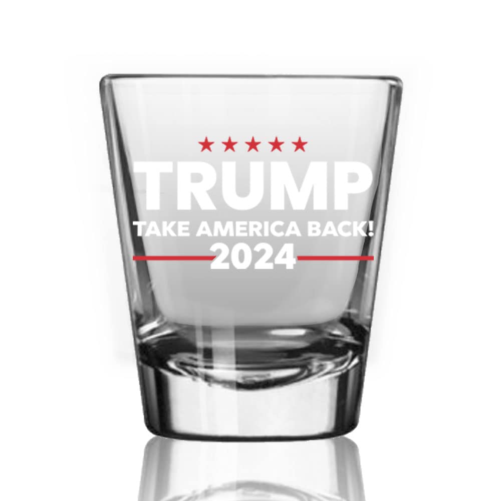 Trump 2024 Trump Take America Back 2024 Shot Glass | 2 oz Bourbon Whiskey Shot Glass | Shot Glasses For Men | Retirement Gifts | 21st Birthday Shot Glass | Made In USA