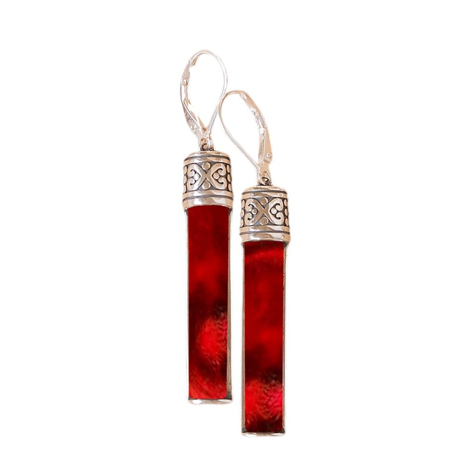 Recycled Antique Bottle and Dishware and Sterling Silver Bottoms Up Lever Back Earrings (Vintage Mason Jar)