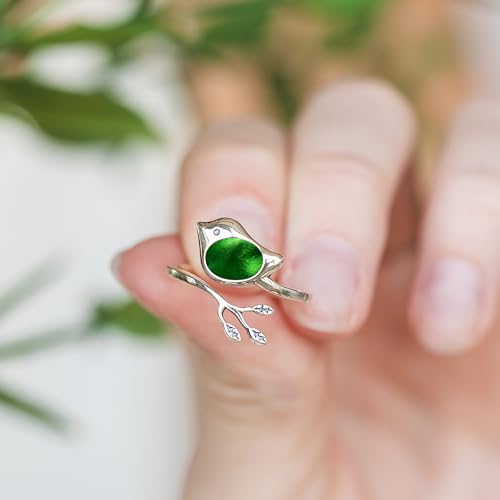 Bottled Up Designs Handmade Little Bird Ring, Recycled Antique Bottles, Sterling Silver, Eco Friendly, Made in USA, Birthday Gifts, Mothers Day, Women, Anniversary (Red Beer Bottle)