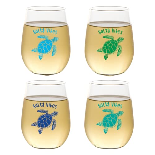 Set of 4 Shatterproof Designer 16 oz Plastic Wine Glasses MADE in the USA (CHRISTMAS)