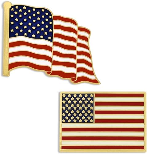 PinMart's 2 Pack Made in the USA American Flag Enamel Lapel Pins