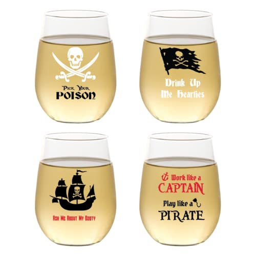 Set of 4 Shatterproof Designer 16 oz Plastic Wine Glasses MADE in the USA (CHRISTMAS)