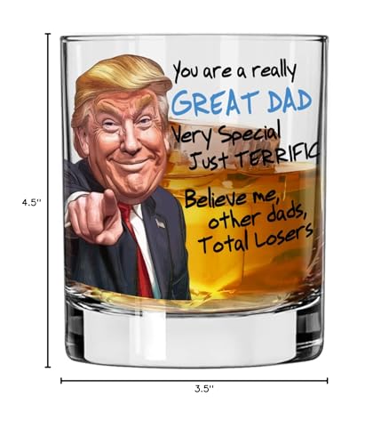 Funny Novelty Glass for Dad - Donald Trump Father's Day Beer, Whiskey, or Can Glass Gift, Funny Fatherโs Day Gift for Husband, Father, or Stepfather - Trump Stuff Maga Merch (101-15193-D, PINT)