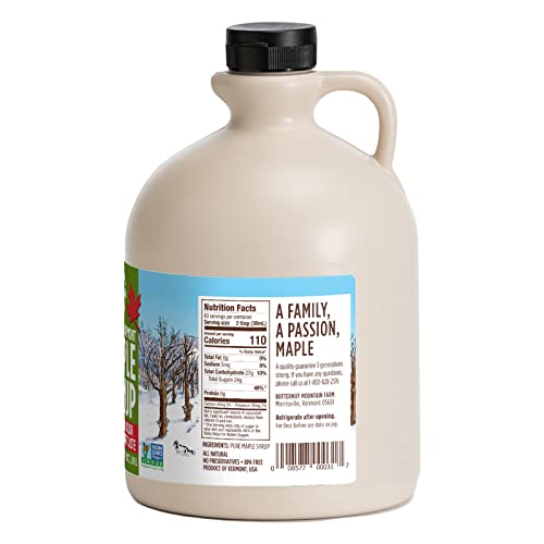 Butternut Mountain Farm Pure Vermont Maple Syrup, Organic, Grade A, Amber Rich, 12 oz, Easy Squeeze Bottle