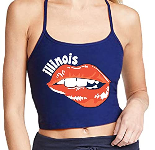 Lojobands Women's Tailgate Outfit College Spaghetti Tank Top Crop Top Made in USA One Size Fits Most