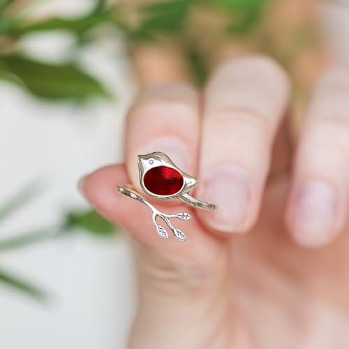 Bottled Up Designs Handmade Little Bird Ring, Recycled Antique Bottles, Sterling Silver, Eco Friendly, Made in USA, Birthday Gifts, Mothers Day, Women, Anniversary (Red Beer Bottle)