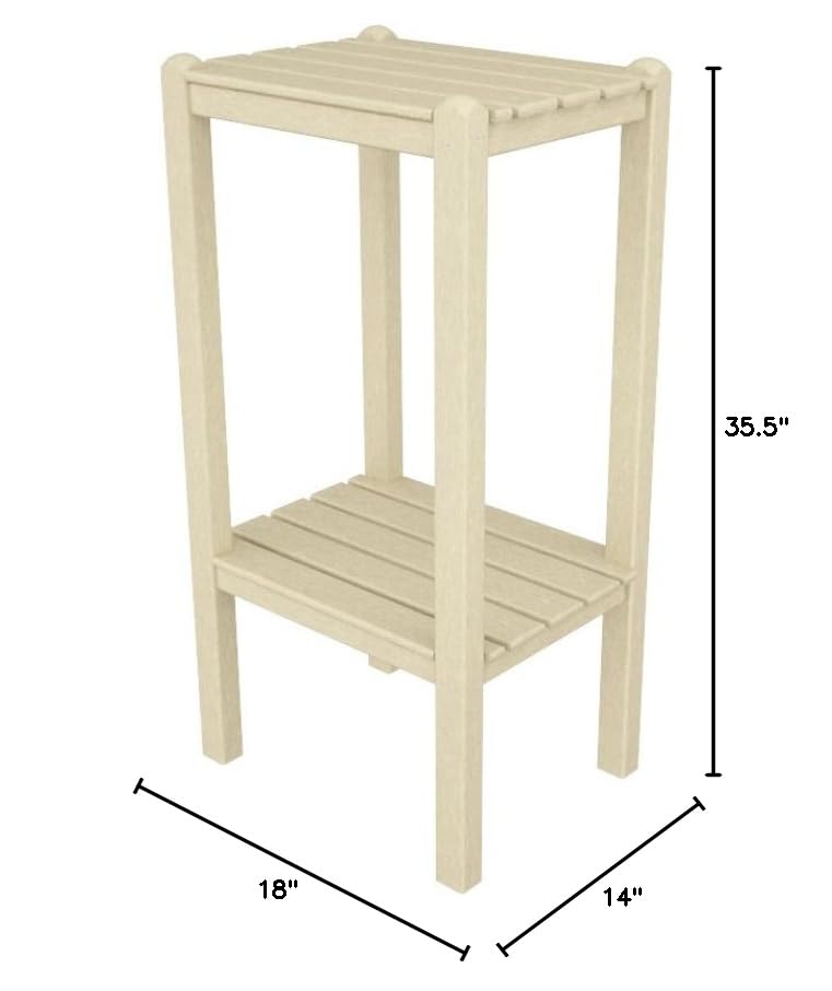 POLYWOOD 2-Shelf Bar Side Table, Sand