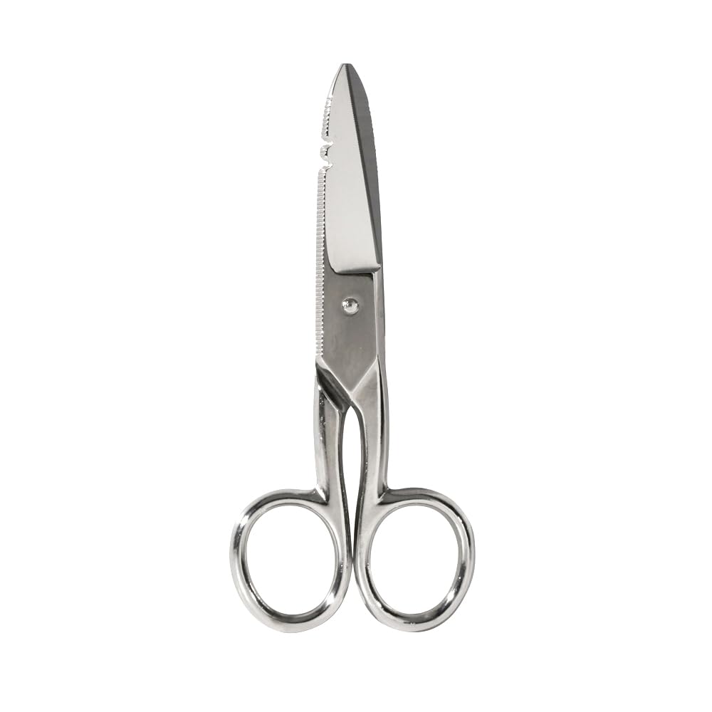 Klein Tools 2100-8 Scissors, Made in USA, Electrician Free Fall Snips, Stainless Steel Cut 19 and 23 AWG Electrical Communication Wire, Cable and Cordage