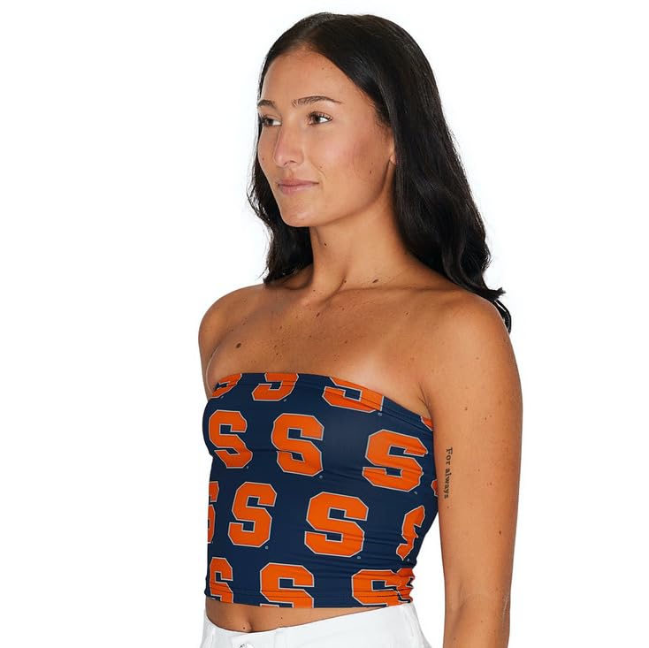 Lojobands Women's Tailgate Outfit College Tube Top Logo All Over Tank Top Crop Made in USA One Size Fits Most