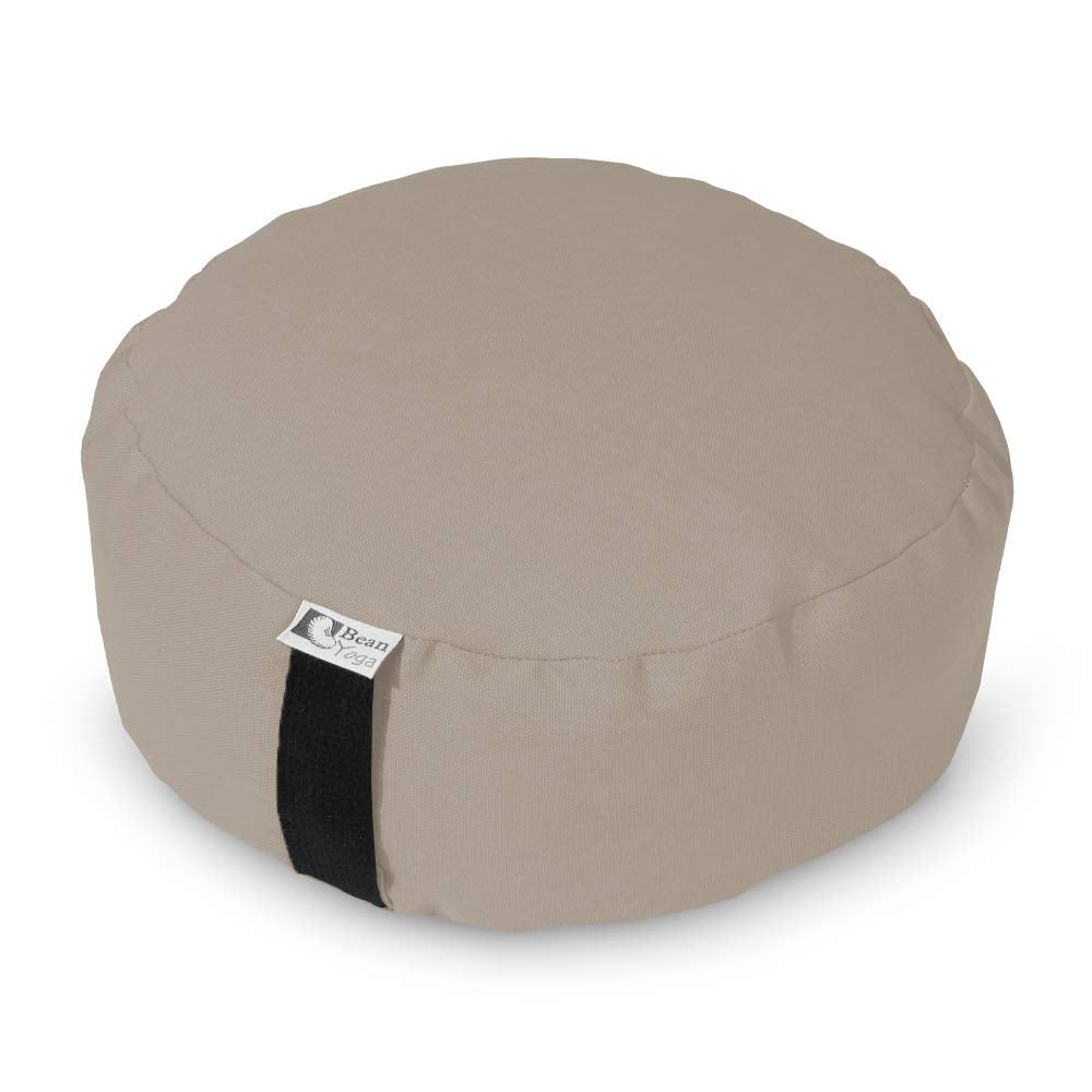 Bean's ZAFU - Meditation Floor Cushion - Round Earth Cotton Zen Yoga Pillow - Tibetan Style for Mindful Kneeling Prayer Seat - Made in USA - US Organic Buckwheat Hulls - Comfort Calm Contemplate