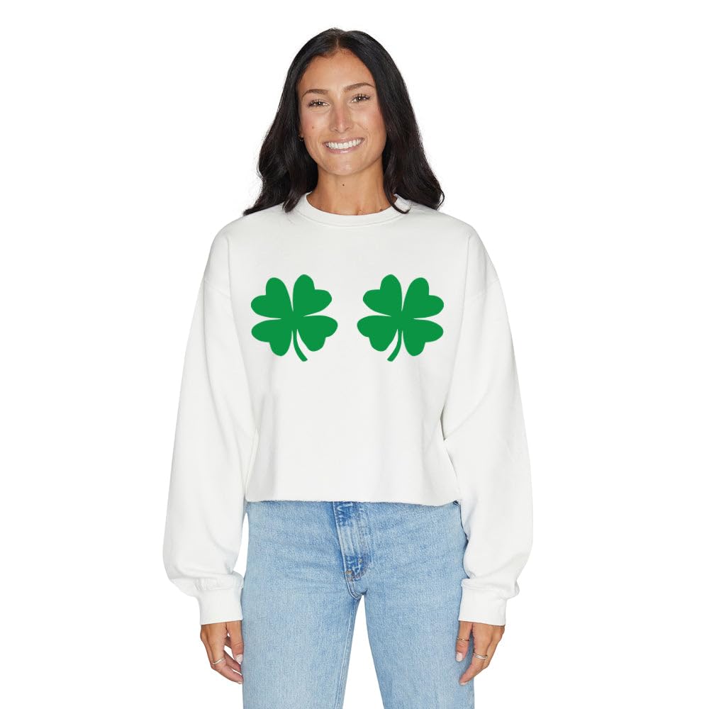 Lojobands Women's St. Paddy's Day St. Patrick's Day Crop Sweatshirt Hoodie Crewneck Costume