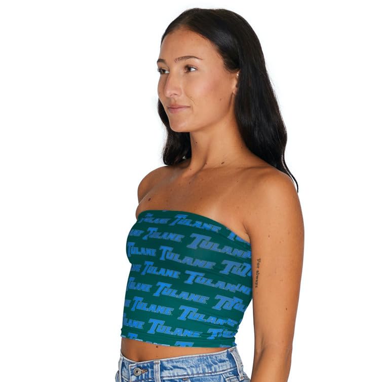 Lojobands Women's Tailgate Outfit College Tube Top Logo All Over Tank Top Crop Made in USA One Size Fits Most