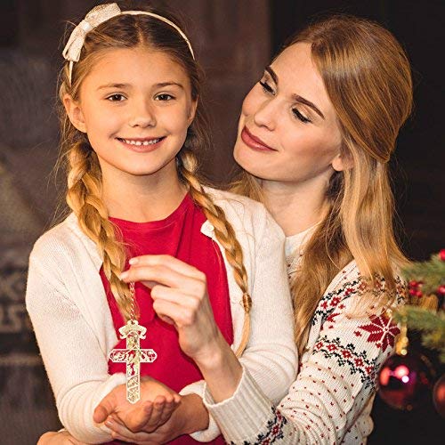 Nativity Cross Christmas Ornament Gift, Real Wooden Decor for Tree, Office, Car. Unique Wood Holy Family Scene Gifts, 4.5X 2.625, Made in USA, Keepsake Tells The Whole Christmas Story