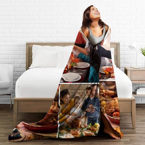 Ships Next Day,Custom Blanket with Picture Made in USA,Personalized Photo Blanket for Family Anniversary Christmas Birthday Halloween Valentines
