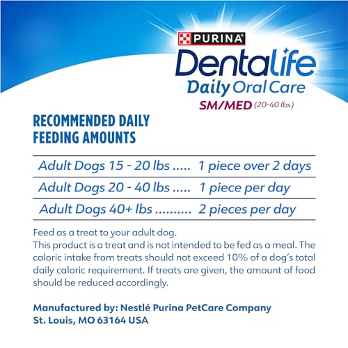 Purina Dentalife Daily Oral Care Chicken Flavor Small/Medium Breed Dog Dental Chews – 28.5 oz pouch (40ct)