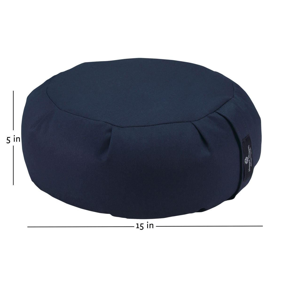 Hugger Mugger Zafu Meditation Cushion - Support in Cross-Legged Sitting, Buckwheat Filled, Durable Fabric, Convenient Handle, Handmade in USA