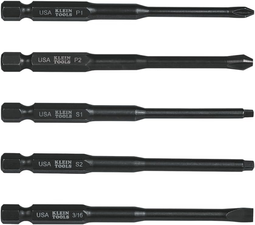 Klein Tools 32234 Impact Driver Bit Set, Phillips, Slotted, Square, 3-1/2-Inch, Made in USA