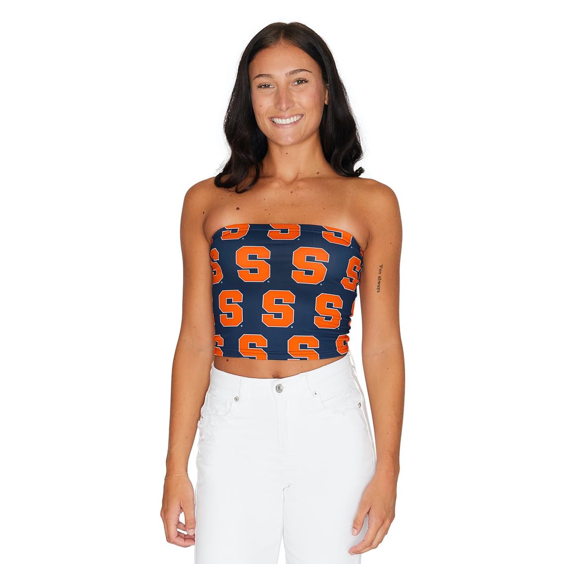 Lojobands Women's Tailgate Outfit College Tube Top Logo All Over Tank Top Crop Made in USA One Size Fits Most