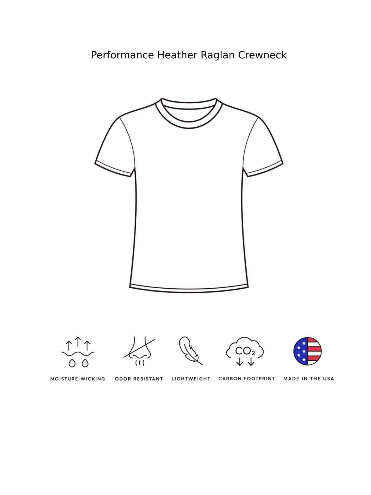 Expert Brand USA-Made Men's Performance Heather Raglan Short Sleeve Crewneck T-Shirt