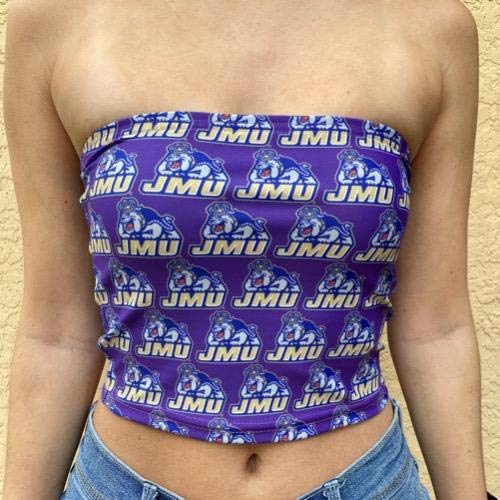 Lojobands Women's Tailgate Outfit College Tube Top Logo All Over Tank Top Crop Made in USA One Size Fits Most