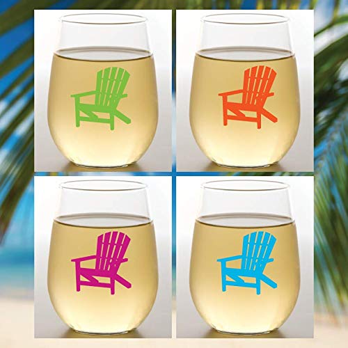 Set of 4 Shatterproof Designer 16 oz Plastic Wine Glasses MADE in the USA (CHRISTMAS)