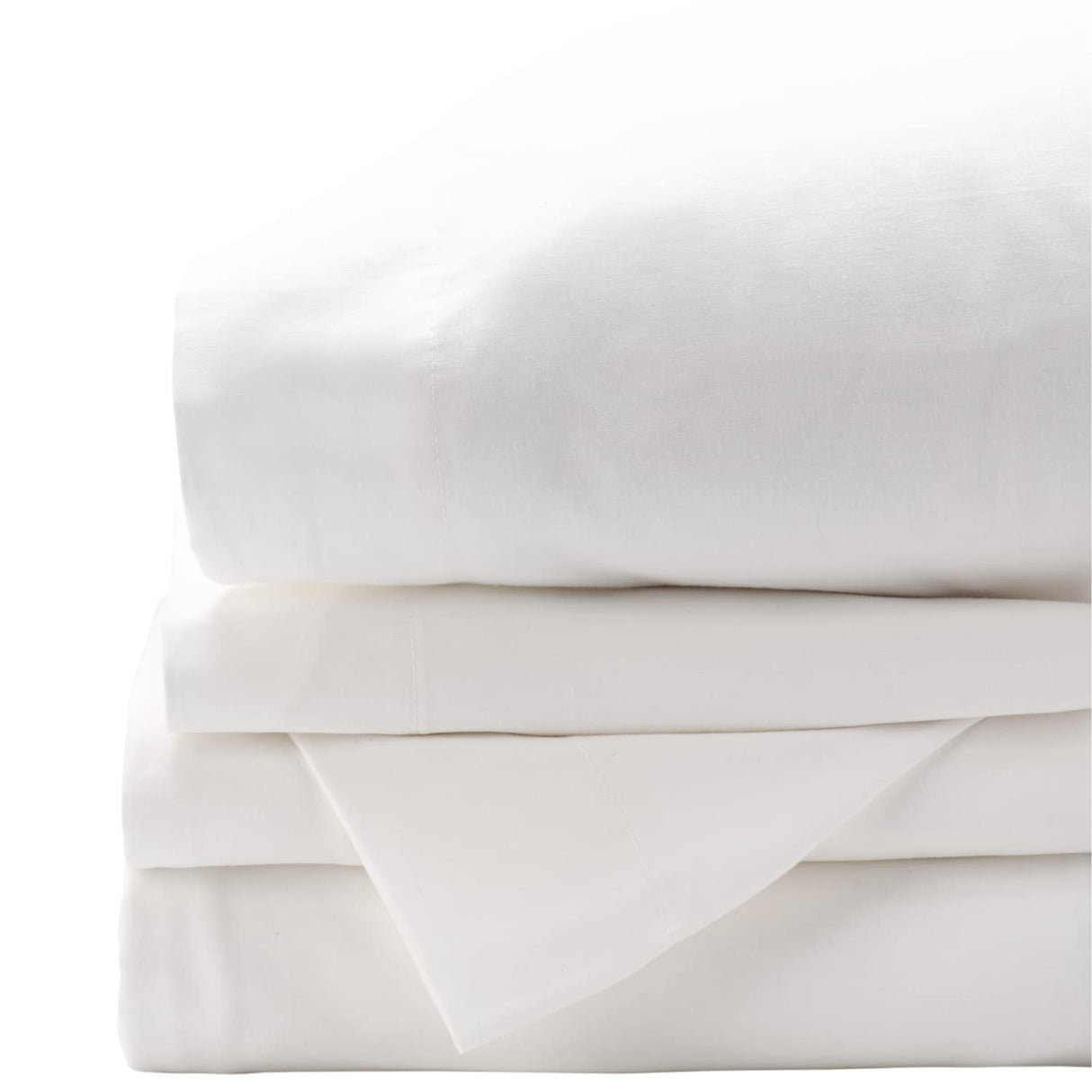 Red Land Cotton Luxury Sheet Set | 100% American Grown Cotton Basics | Premium Hotel Ultra-Soft Lightweight 4 Piece USA Made Deep Pocket Fitted, Flat Sheet, & Pillowcases Percale Weave (Queen/White)