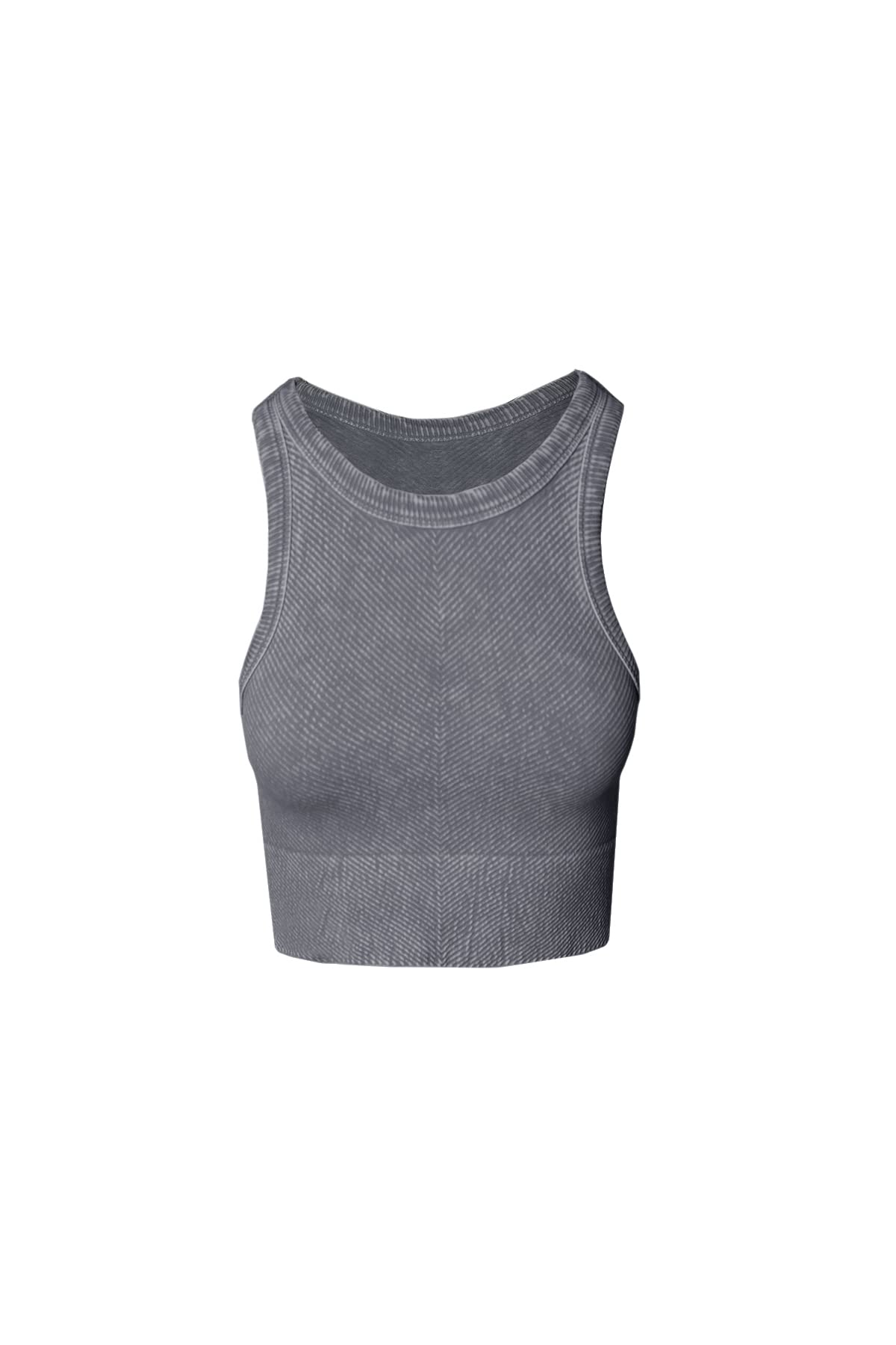 NIKIBIKI Women Seamless Vintage Chevron High Neck Crop Top, Made in U.S.A, One Size