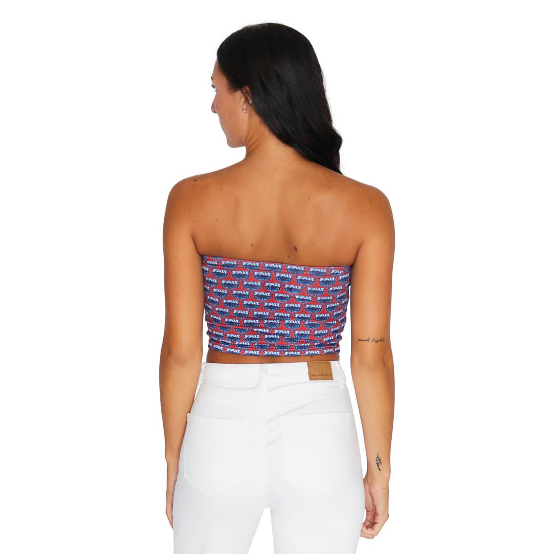 Lojobands Women's Tailgate Outfit College Tube Top Logo All Over Tank Top Crop Made in USA One Size Fits Most