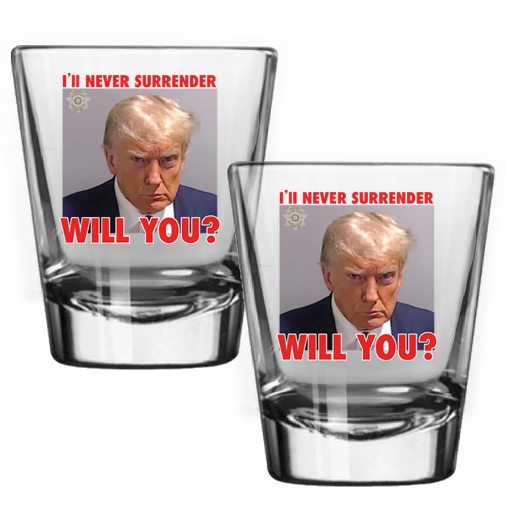 Trump Mugshot Shot Glass | Trump Lovers Gift | Gift for Him - Set of 4 (2 oz)