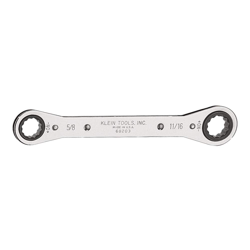 Klein Tools 68200 Ratcheting Box Wrench, Made in USA, 1/4-Inch x 5/16-Inch with Reverse Ratcheting and Chrome Plated Finish