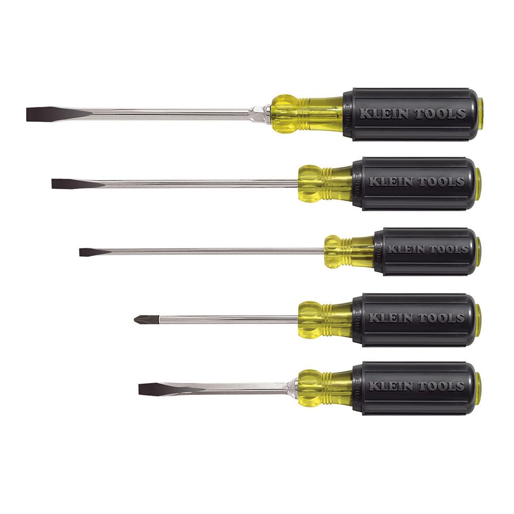 Klein Tools 85076 Screwdriver Set, Made in USA, Slotted and Phillips Screwdrivers with Non-Slip Cushion-Grip Handles and Tip-Ident, 7-Piece