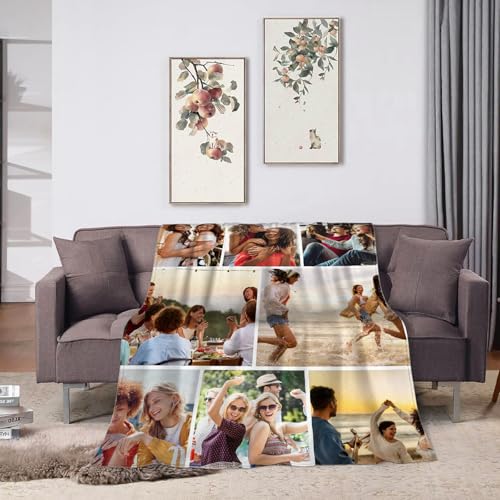 Ships Next Day,Custom Blanket with Picture Made in USA,Personalized Photo Blanket for Family Anniversary Christmas Birthday Halloween Valentines