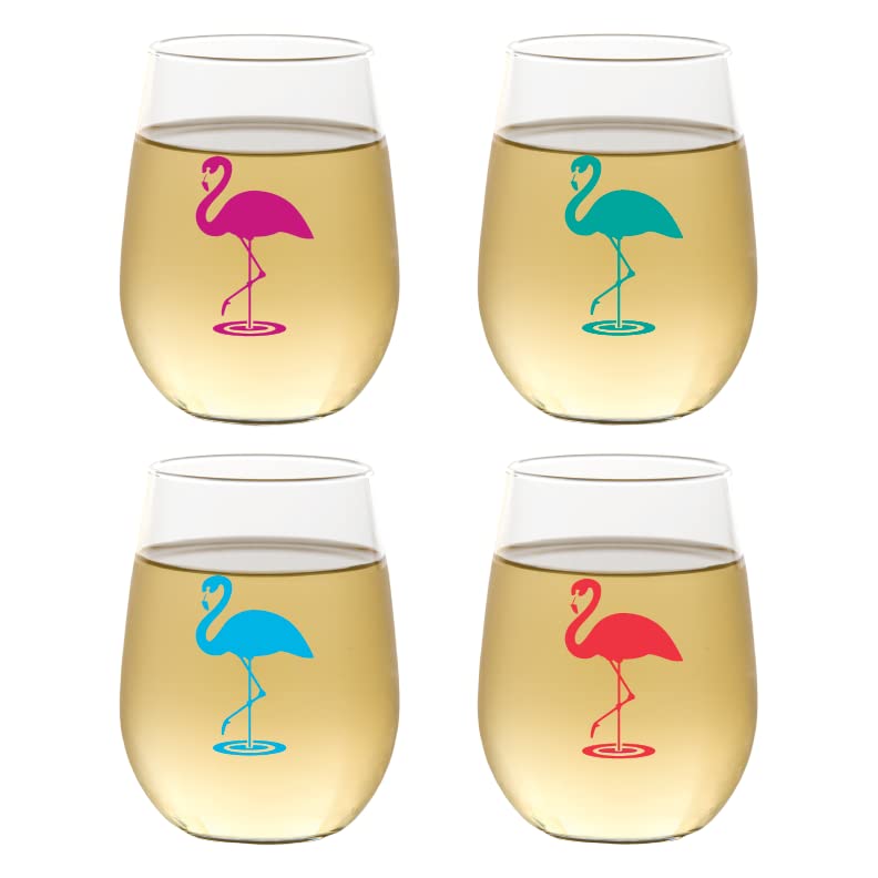 Set of 4 Shatterproof Designer 16 oz Plastic Wine Glasses MADE in the USA (CHRISTMAS)