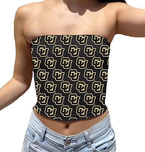 Lojobands Women's Tailgate Outfit College Tube Top Logo All Over Tank Top Crop Made in USA One Size Fits Most