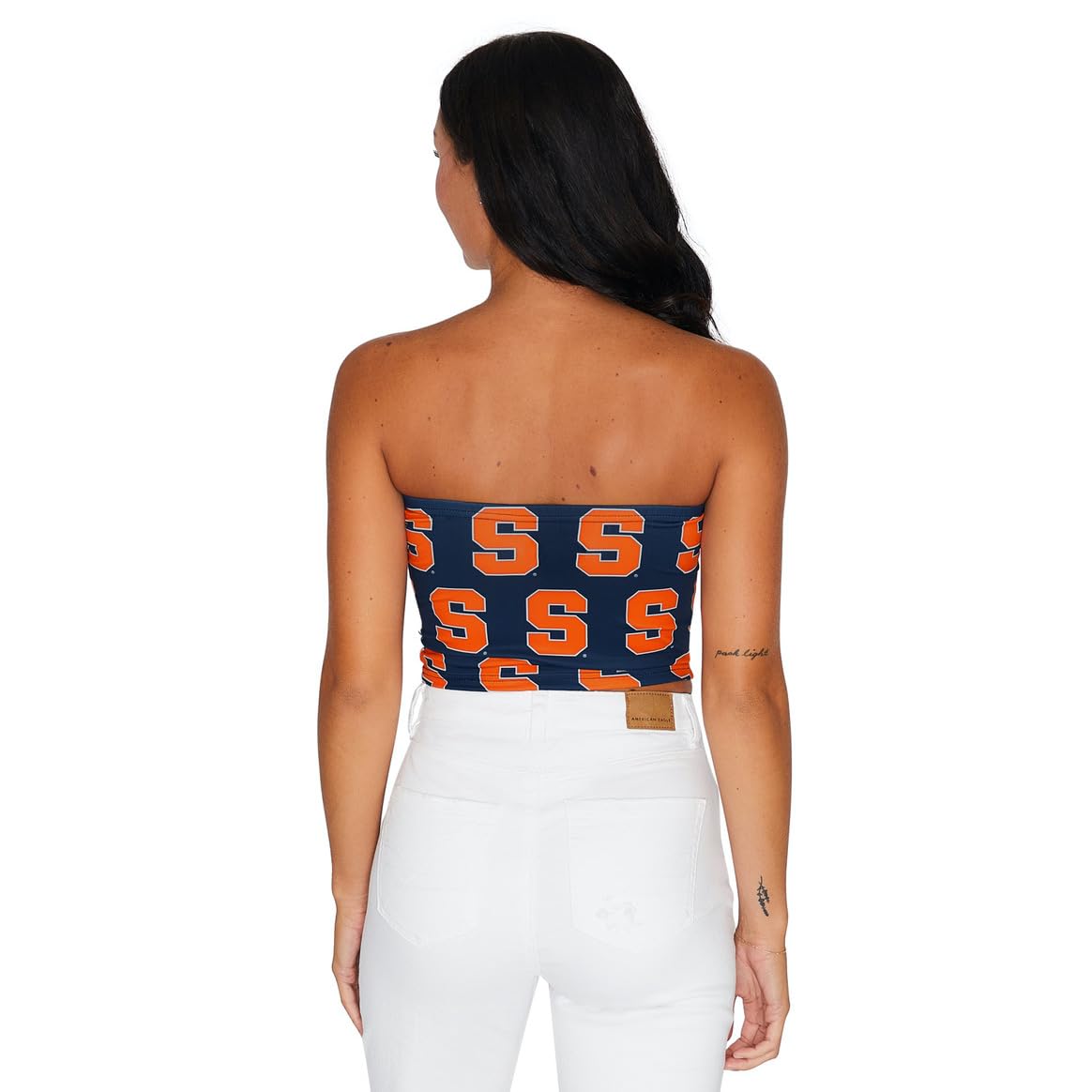 Lojobands Women's Tailgate Outfit College Tube Top Logo All Over Tank Top Crop Made in USA One Size Fits Most