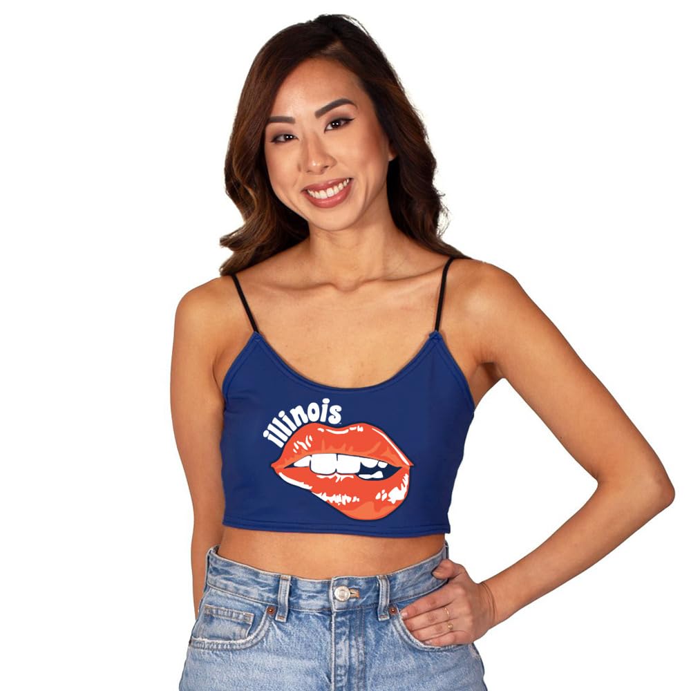 Lojobands Women's Tailgate Outfit College Spaghetti Tank Top Crop Top Made in USA One Size Fits Most
