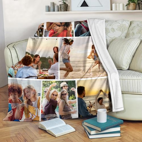 Ships Next Day,Custom Blanket with Picture Made in USA,Personalized Photo Blanket for Family Anniversary Christmas Birthday Halloween Valentines