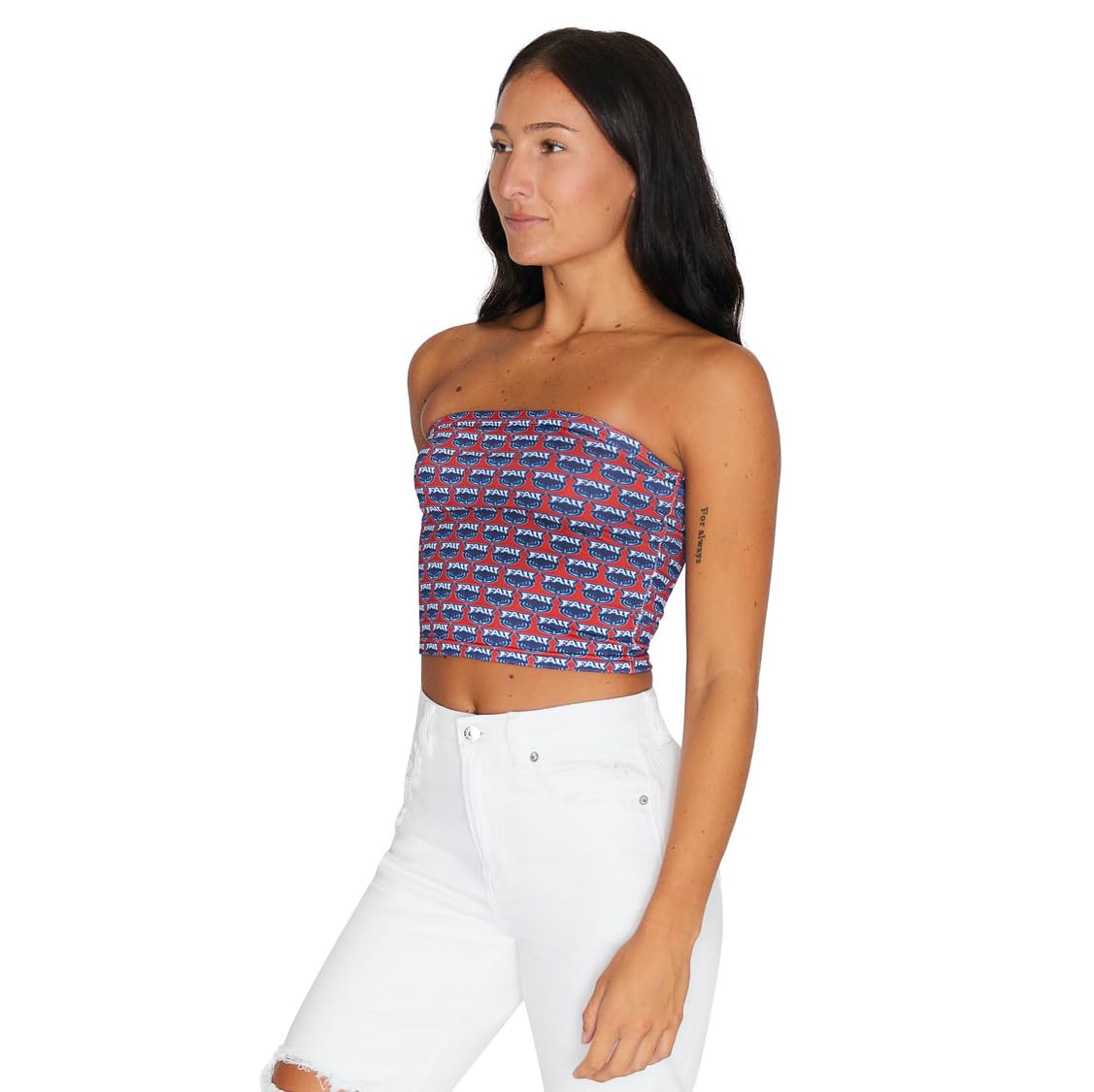Lojobands Women's Tailgate Outfit College Tube Top Logo All Over Tank Top Crop Made in USA One Size Fits Most