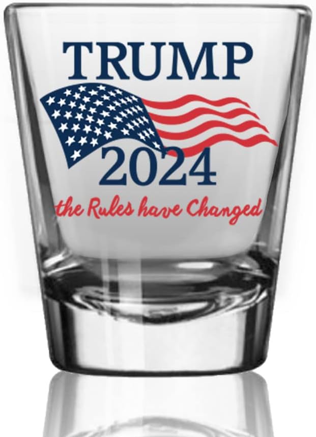 Trump 2024 The Rules Have Changed Shot Glass | 2 oz Bourbon Whiskey Shot Glass | Shot Glasses For Men | Retirement Gifts | 21st Birthday Shot Glass | Made In USA
