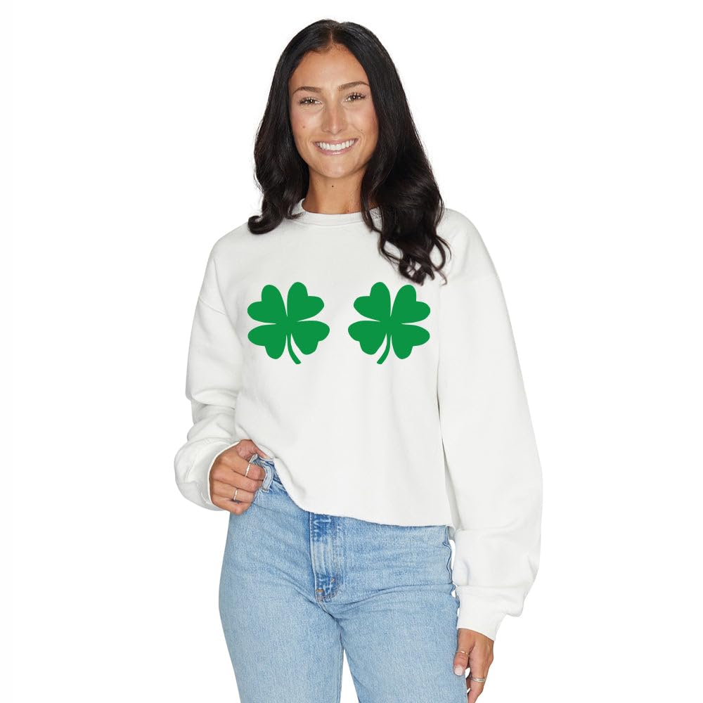 Lojobands Women's St. Paddy's Day St. Patrick's Day Crop Sweatshirt Hoodie Crewneck Costume
