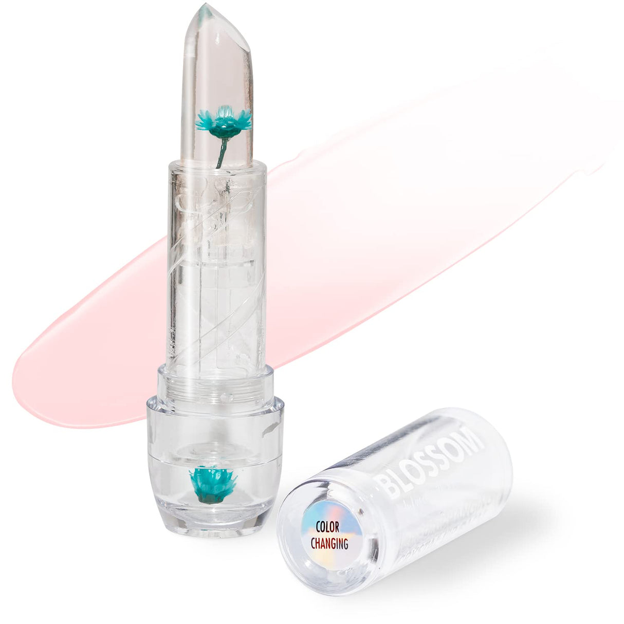 Blossom Moisturizing pH Color Changing Shimmering Lip Balm Sparkle Lip Stain Tint, Infused with Real Flowers, 3g, Electric Pink